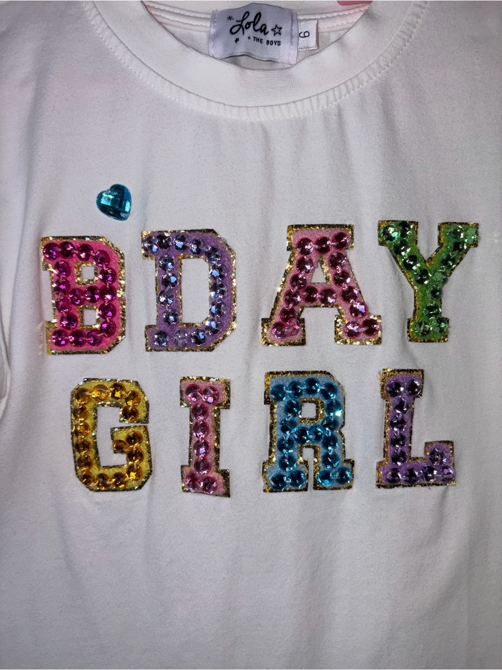 Lola + The Boys Girl 6 White BDAY GIRL Sequin Tee Shirt Shimmer Ruffle Birthday - Picture 7 of 10